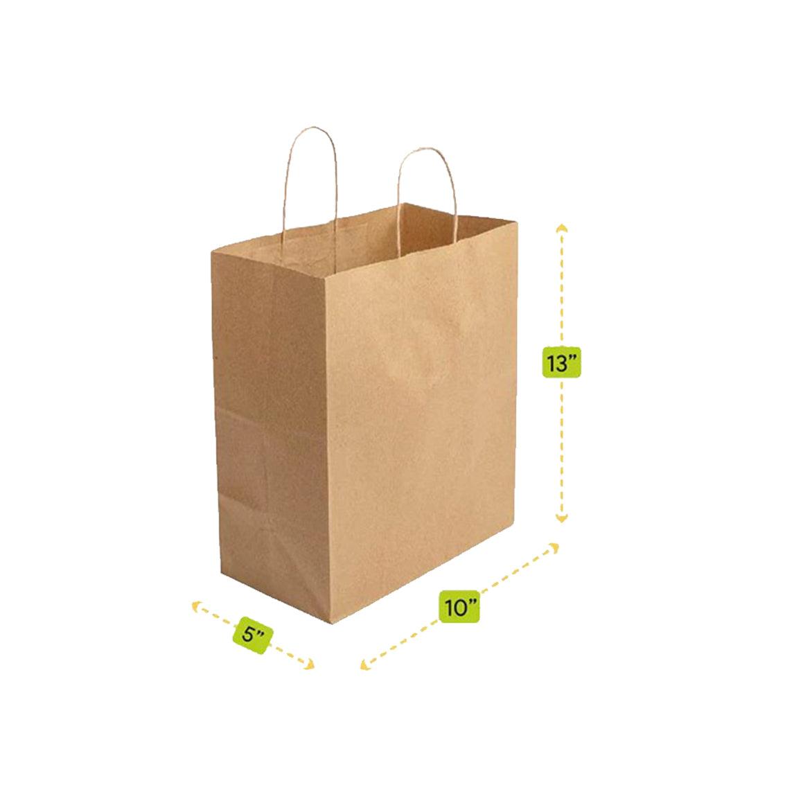 Kraft Paper  Shopping Bag with Handles 10X5X13 - 250pcs