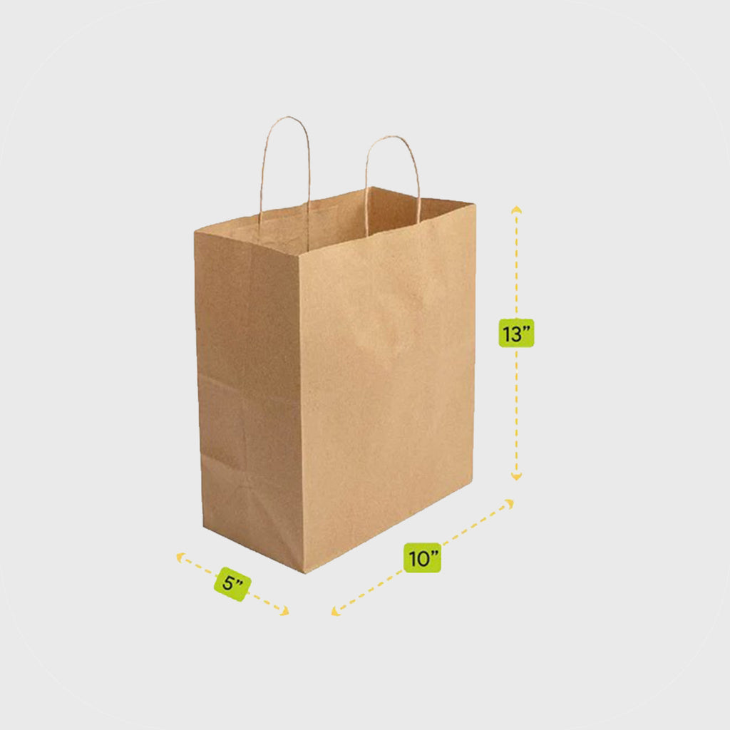 Kraft Paper  Shopping Bag with Handles 10X5X13 - 250pcs