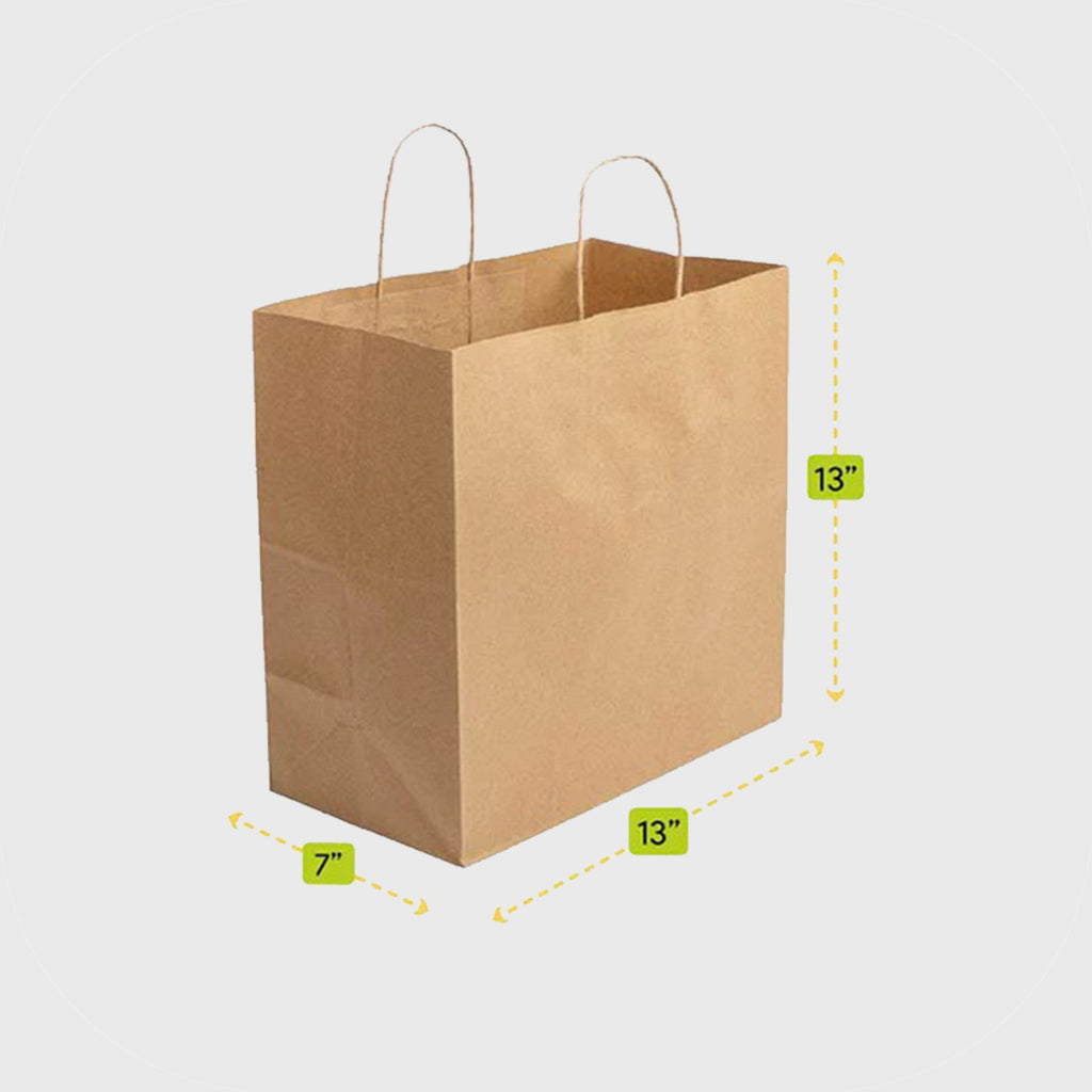 Kraft Paper Shopping Bag with Handles 13x7x13 - 250pcs