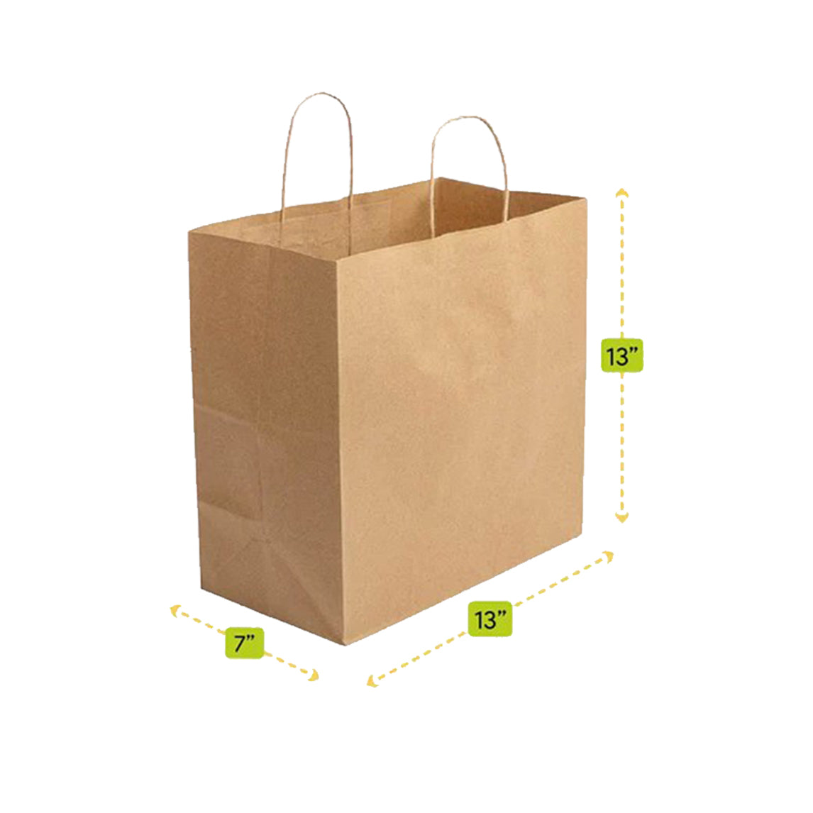 Kraft Paper Shopping Bag with Handles 13x7x13 - 250pcs