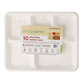 5-Compartment Sugarcane Plates - Retail Pack - 10pcs of 15 Pack