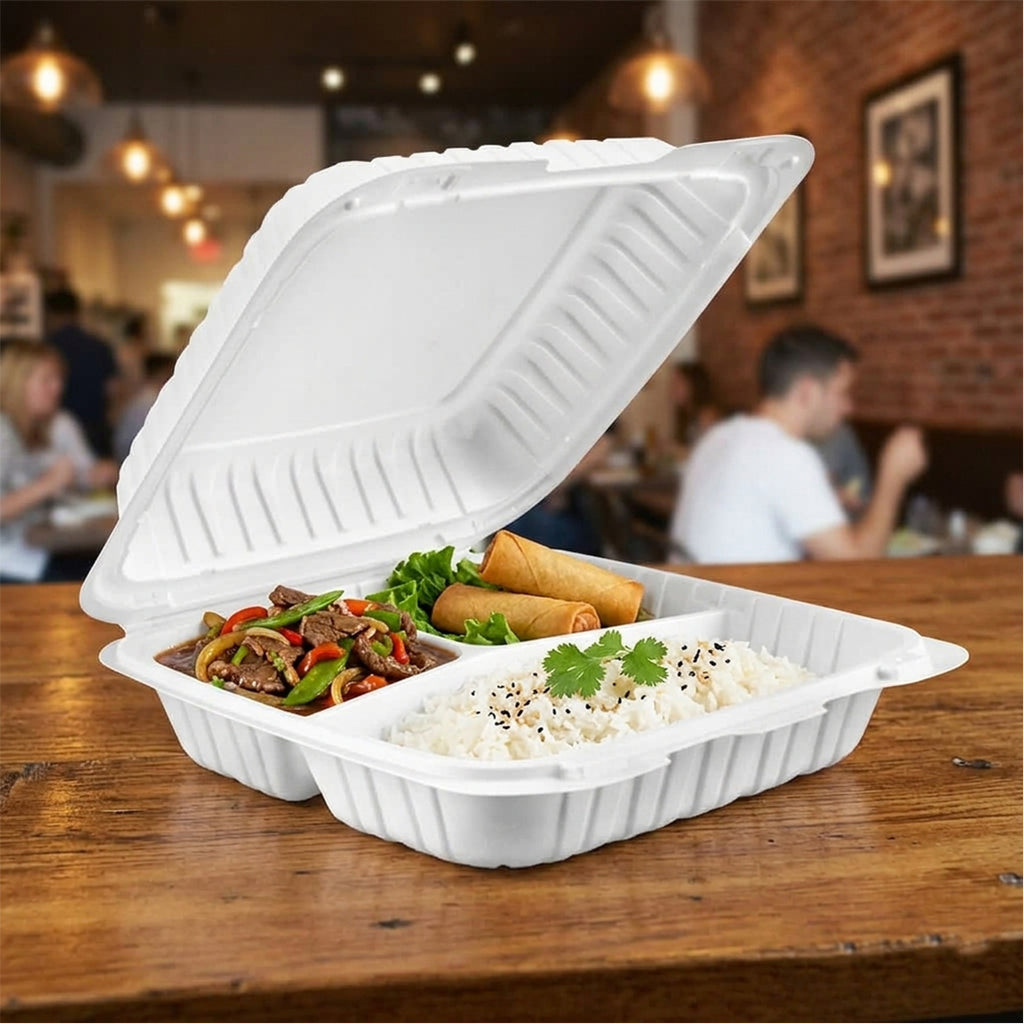 9X9 3CP MFPP Hinged Clamshell Container - 150pcs