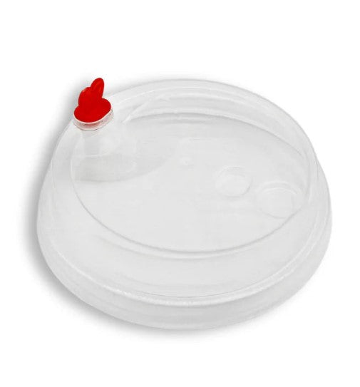90mm PP Clear Round Sip Lid W/ Red Heart Shaped Plug