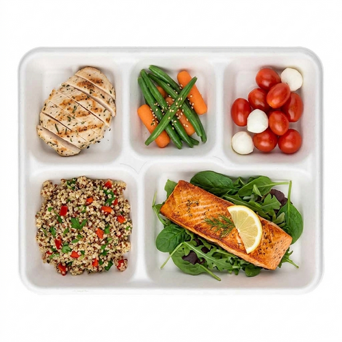 5-Compartment Meal Trays – Bulk 500pcs