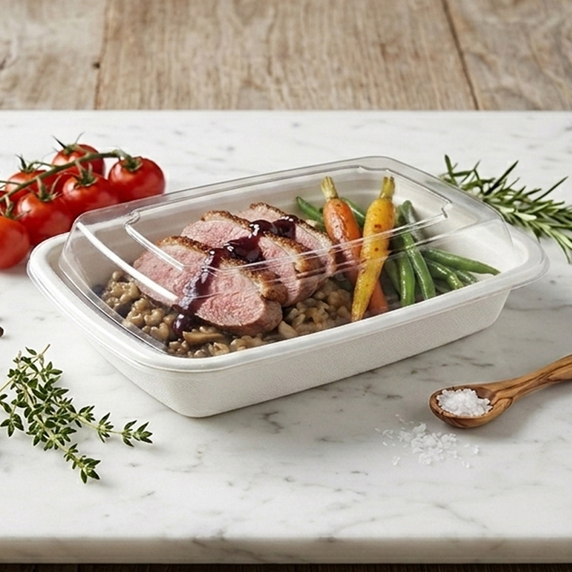 32oz Plastic Rectangular Containers - 150pcs